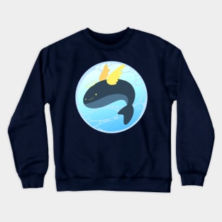 Happy Whale Angel in Blue Sea Crewneck Sweatshirt